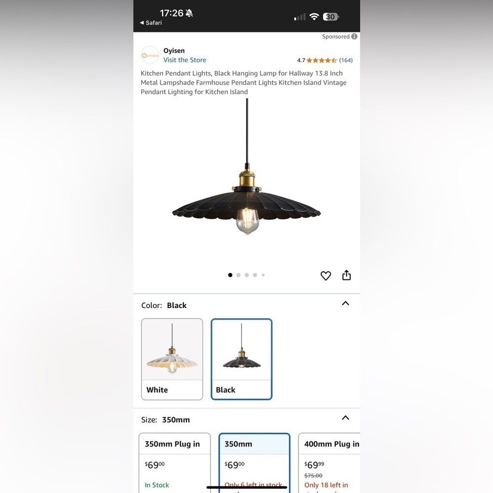 Black Vintage Pendant Light